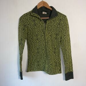 KAVU Pullover Top S Green Black Thumbholes Hiking Outdoor Layer Casual Trailwear